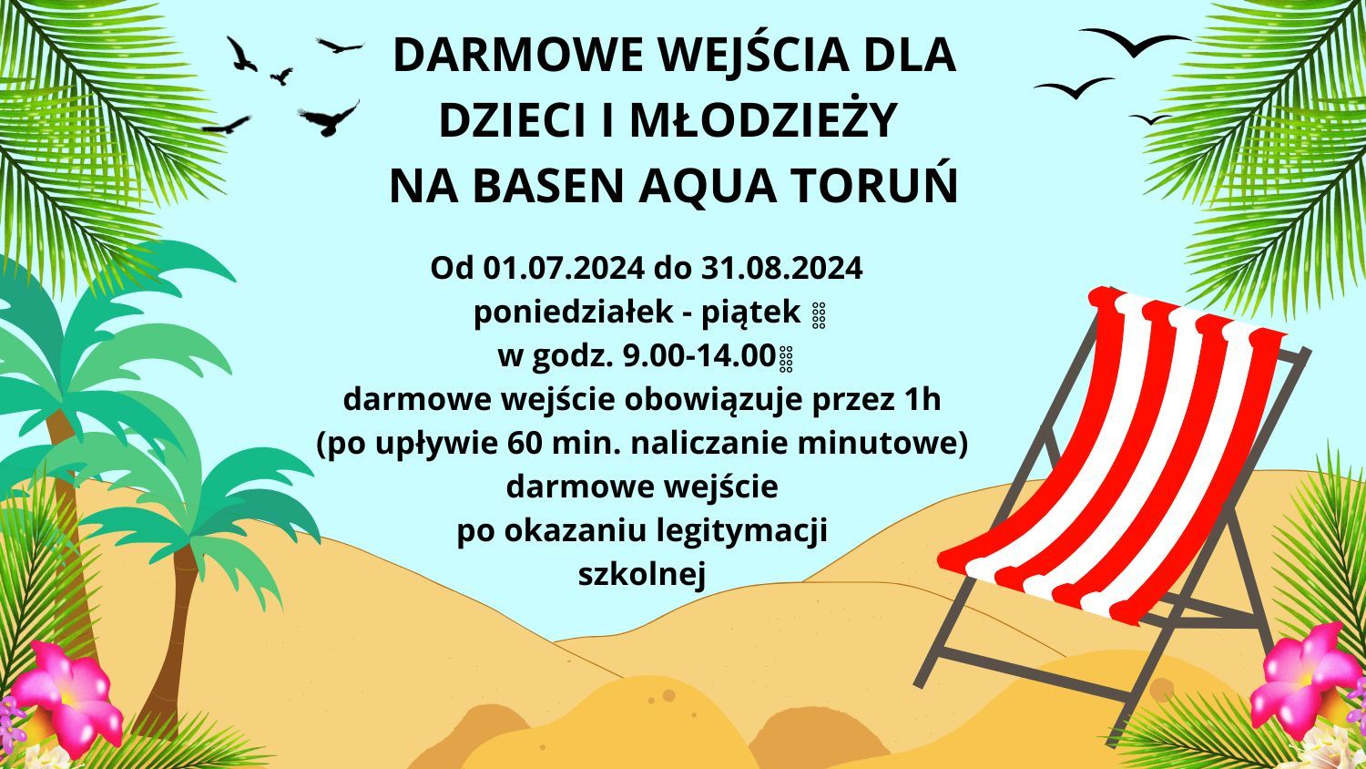 Darmowe wejścia dla dzieci i młodzieży na basen Aqua Toruń